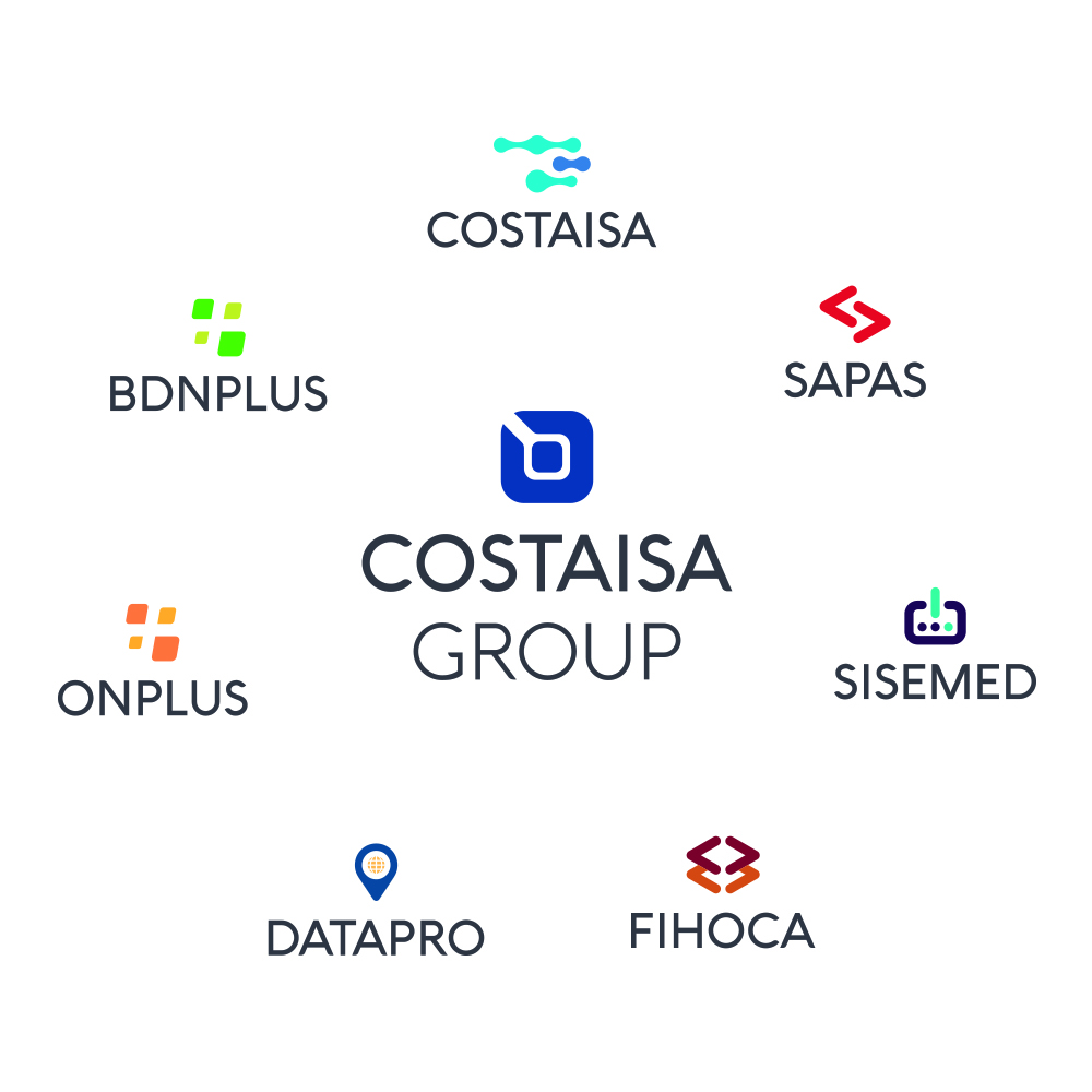 Costaisa Group renueva la imagen gráfica de sus siete compañías: Datapro, Costaisa, Fihoca, Sapas, Sisemed, Onplus y Bdnplus